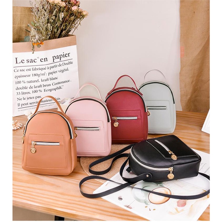 Cute leather best sale backpack purse