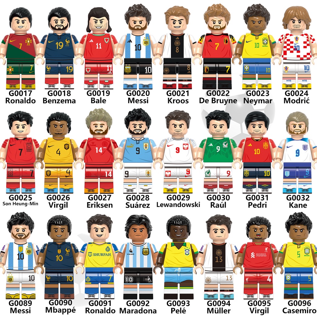 Football Player Minifigures Building Blocks Messi Ronaldo Neymar Mbappe Figures Toy Shopee