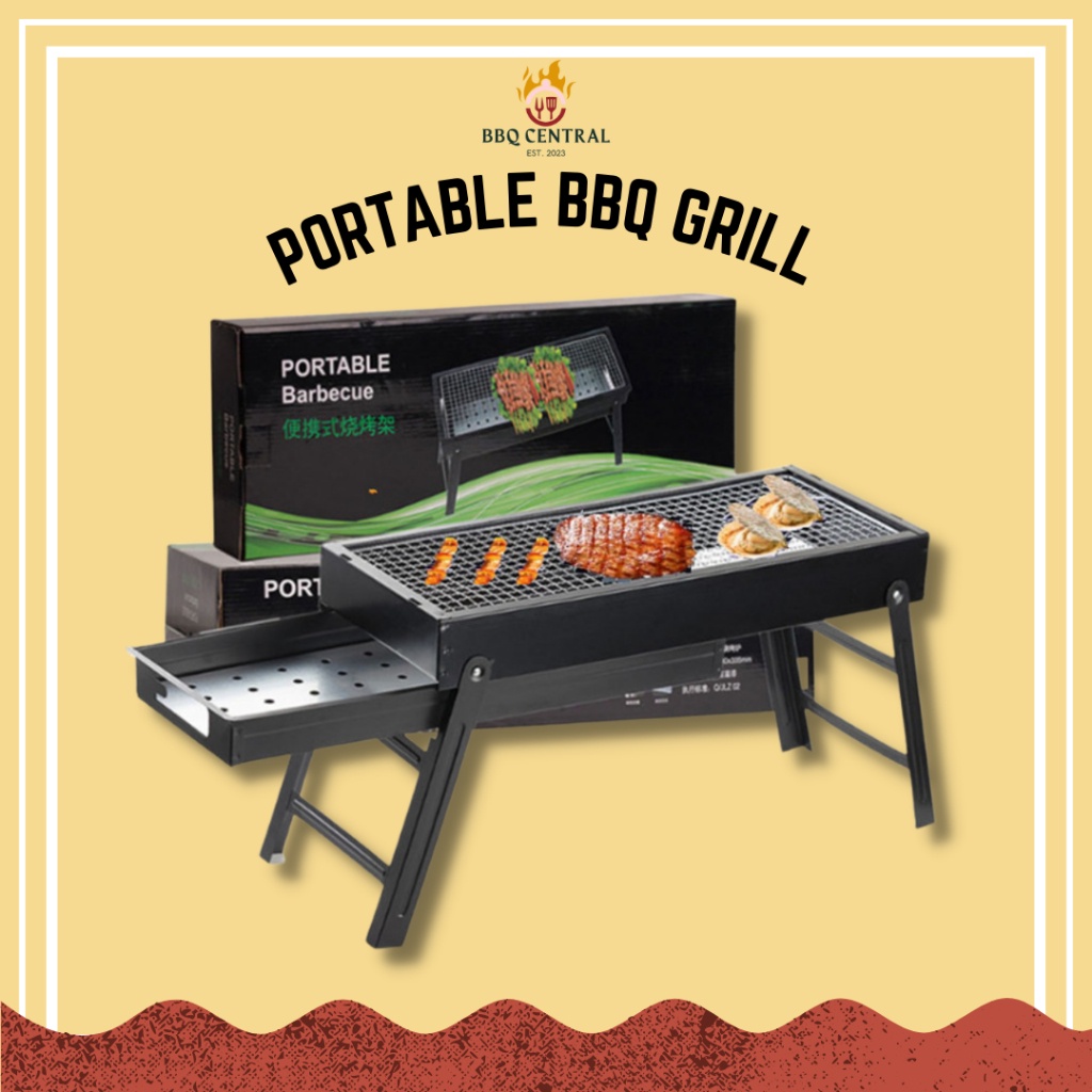 BBQ CENTRAL Portable Barbeque Grill/ Outdoor Grill/ Charcoal Grill/ Folding BBQ Grill/ Small