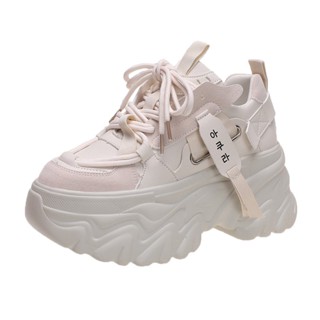 White high hot sale platform trainers