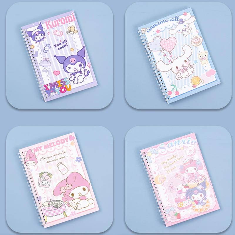 Kawaii Sanrio Mymelody Kuromi Cinnamoroll Notebook Journal Kpop A5 Cute Lined Notepad Double 3043