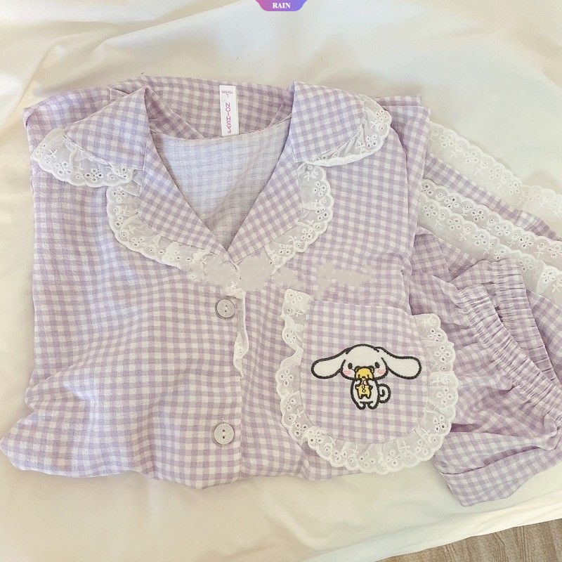 Cartoon Anime Sanrio Plaid Cinnamoroll Pochacco Women Summer Thin ...