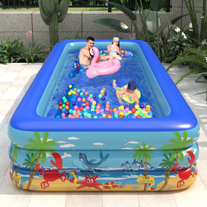 Free Air Pump Inflatable Swimming Pool Kids Adult Intex 3 Rings Thick
