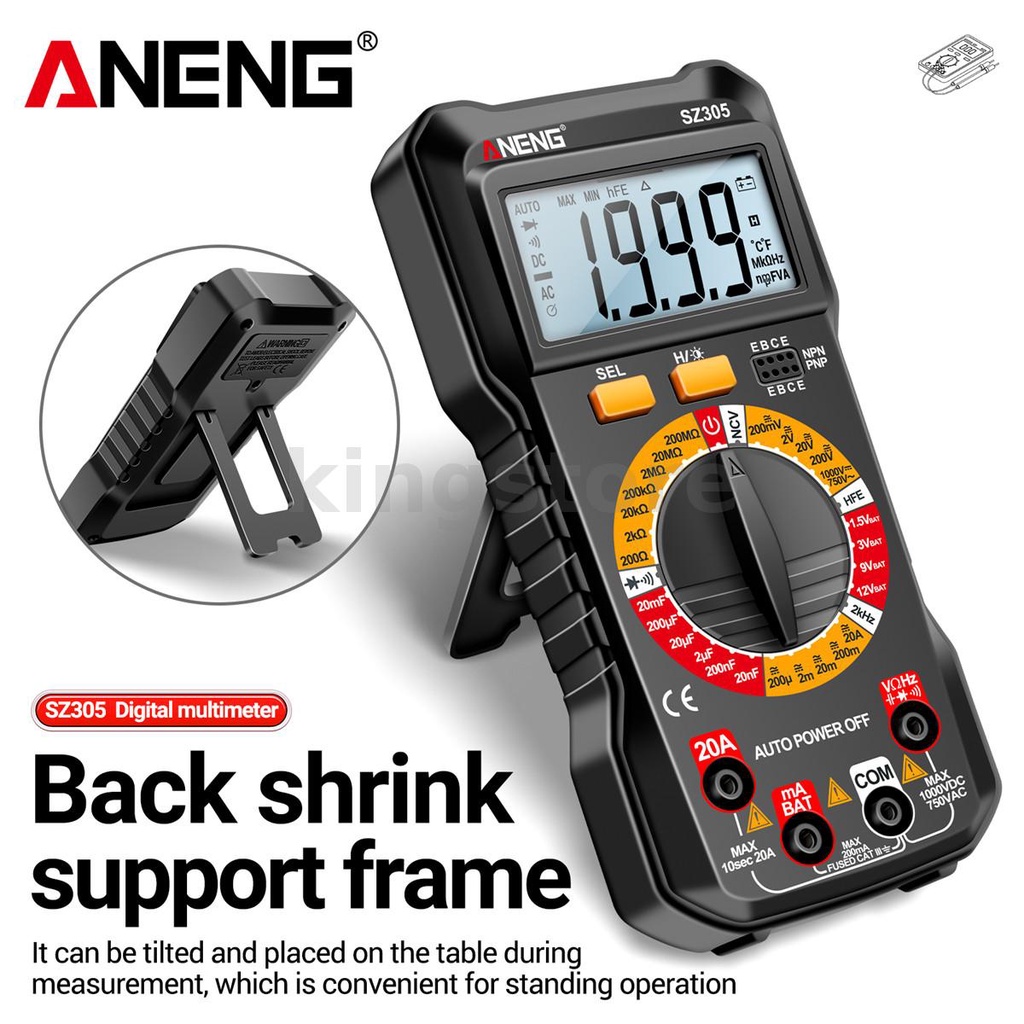 Aneng Sz Digital Multimeter Durable Abs Body Accurate Measurement Of