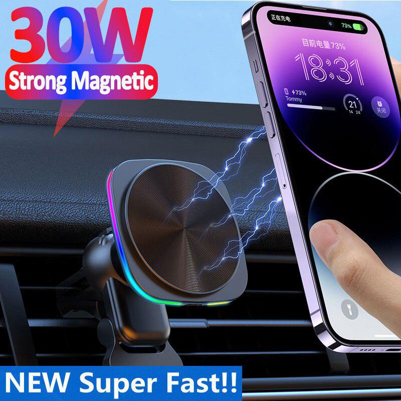 30W Magnetic Car Wireless Charger Mount Air Vent Phone Holder