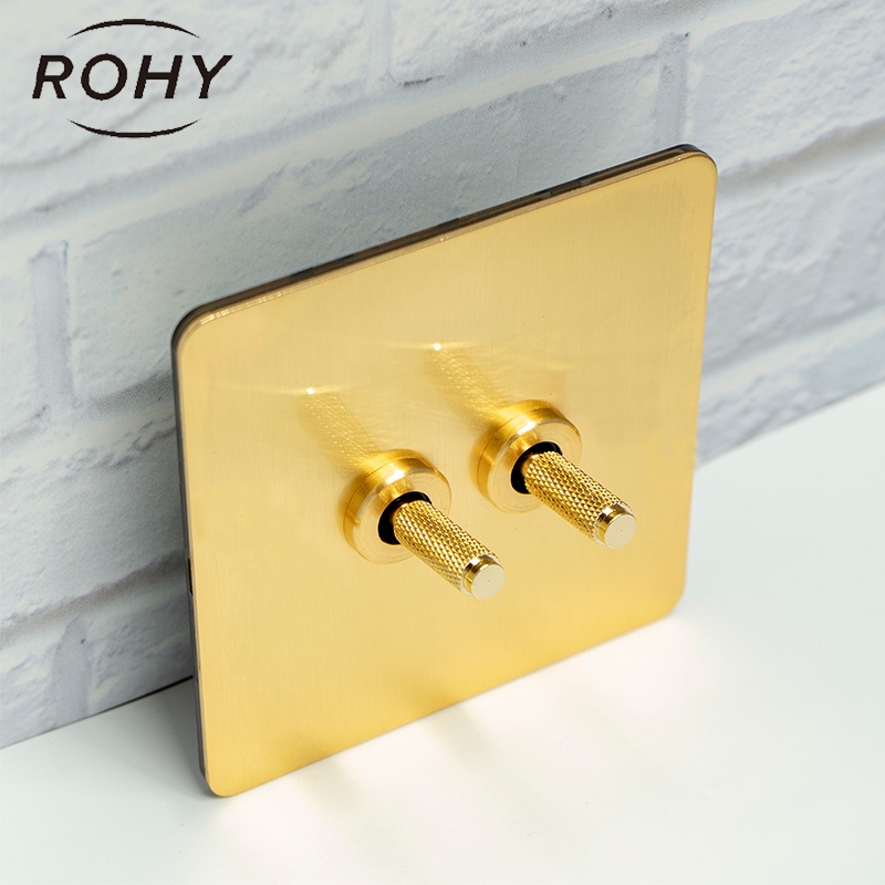 Brass Vintage toggle switch 220V 1/2/3/4Gang.2Way 10A Gold Brass Panel