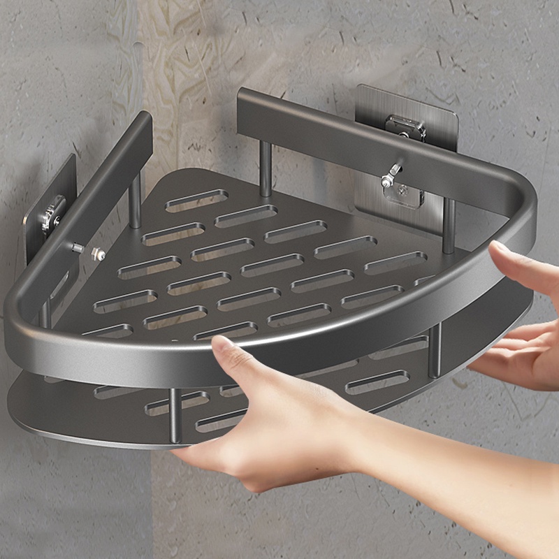 Punch Aluminium Bathroom Toilet Storage Rack Hanger Corner Shelf Organizer Wall Mounted Shower ...