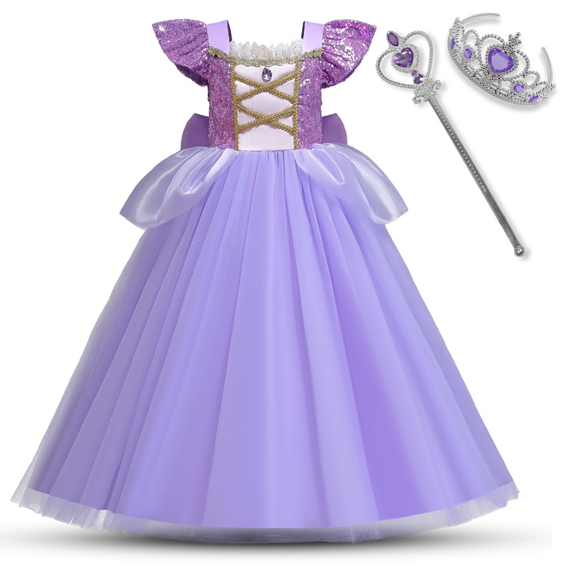 WFRV Girl Rapunzel Dress for Kid Halloween Princess Cosplay Costume for  Birthday Party Gift Sequins Mesh Clothing Belle Princess Cinderella Girls  Dress | Shopee Singapore