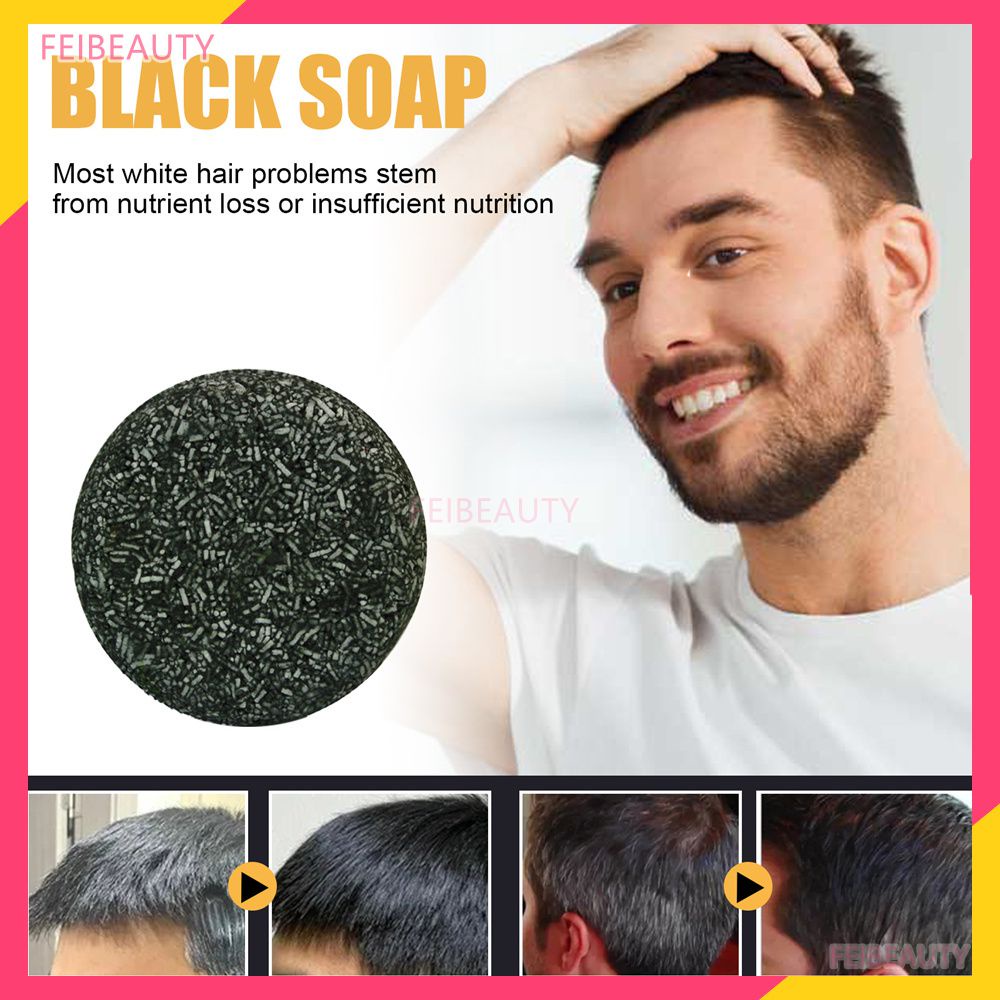 2023New Jaysuing Black Hair Soap Hair Darkening Shampoo Solid Black