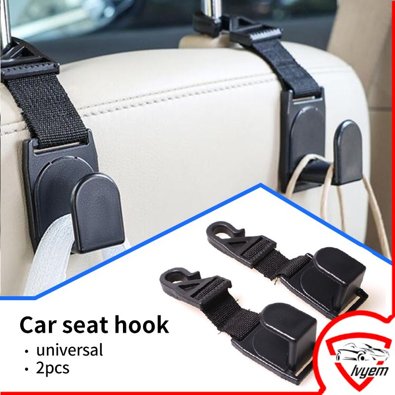 2Pcs/Car Seat Back Hook Universal Portable Car Interior Accessories Car Seat Headrest Hanger Bag Hook for Bag Grocery Storage