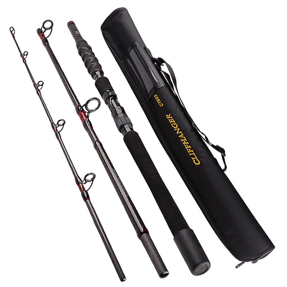 3-Section Portable Travel Sea Fishing Rod 1.8/2.1/2.4M Carbon Fiber ...
