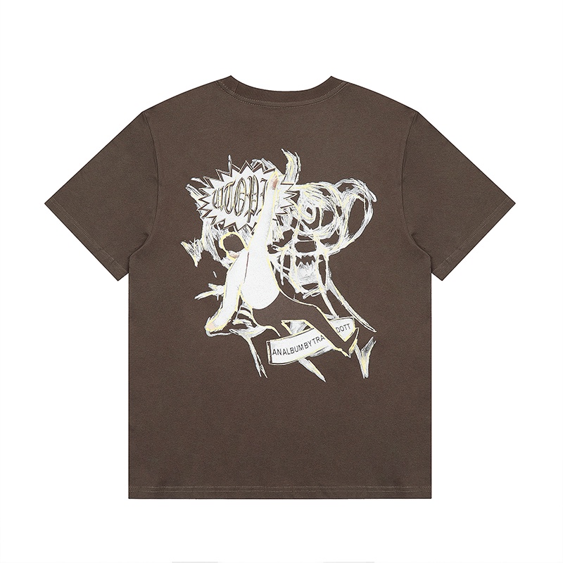 Ready stock Travis Scott Cactus Jack High Street collaboration hand-drawn  graffiti fun portrait short-sleeved T-shirt tee | Shopee Singapore