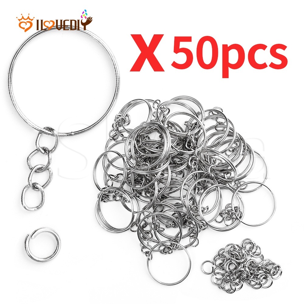 50Pcs 25mm Polished Silver Keyring / Metal Keychain / Split Ring Keyfob ...