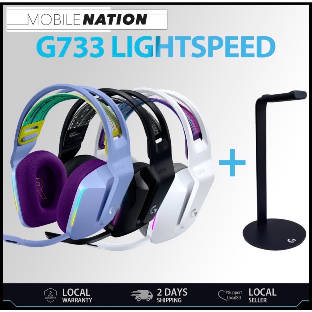 Logitech G733 Lightspeed Wireless Gaming Headset + Headphone Stand ...