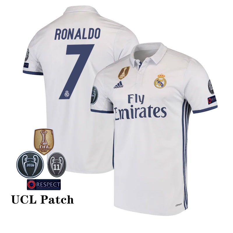 Real Madrid Jersey 2017-2018 UEFA Champions League and FIFA Patches Adult  Men