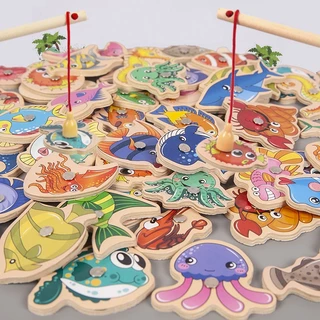 Children'S 7pcs/Set Magnetic Fishing Parent-Child Interactive Toys Game Kids  1 Rod 6 3d Fish Baby Bath Toys Outdoor Toy