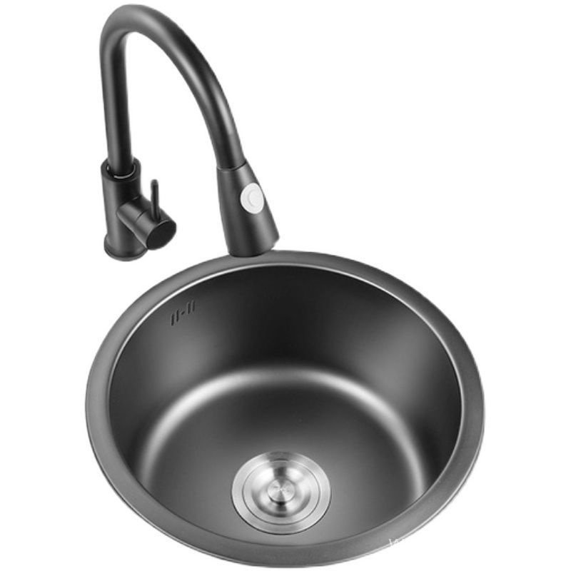 Kitchen 304 stainless steel round sink singletank dish washing basin