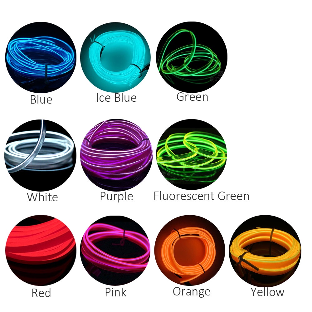 3V 5V 12V Neon Light 1M 2M 3M 5M EL Wire LED Dance Party Decoration Car ...