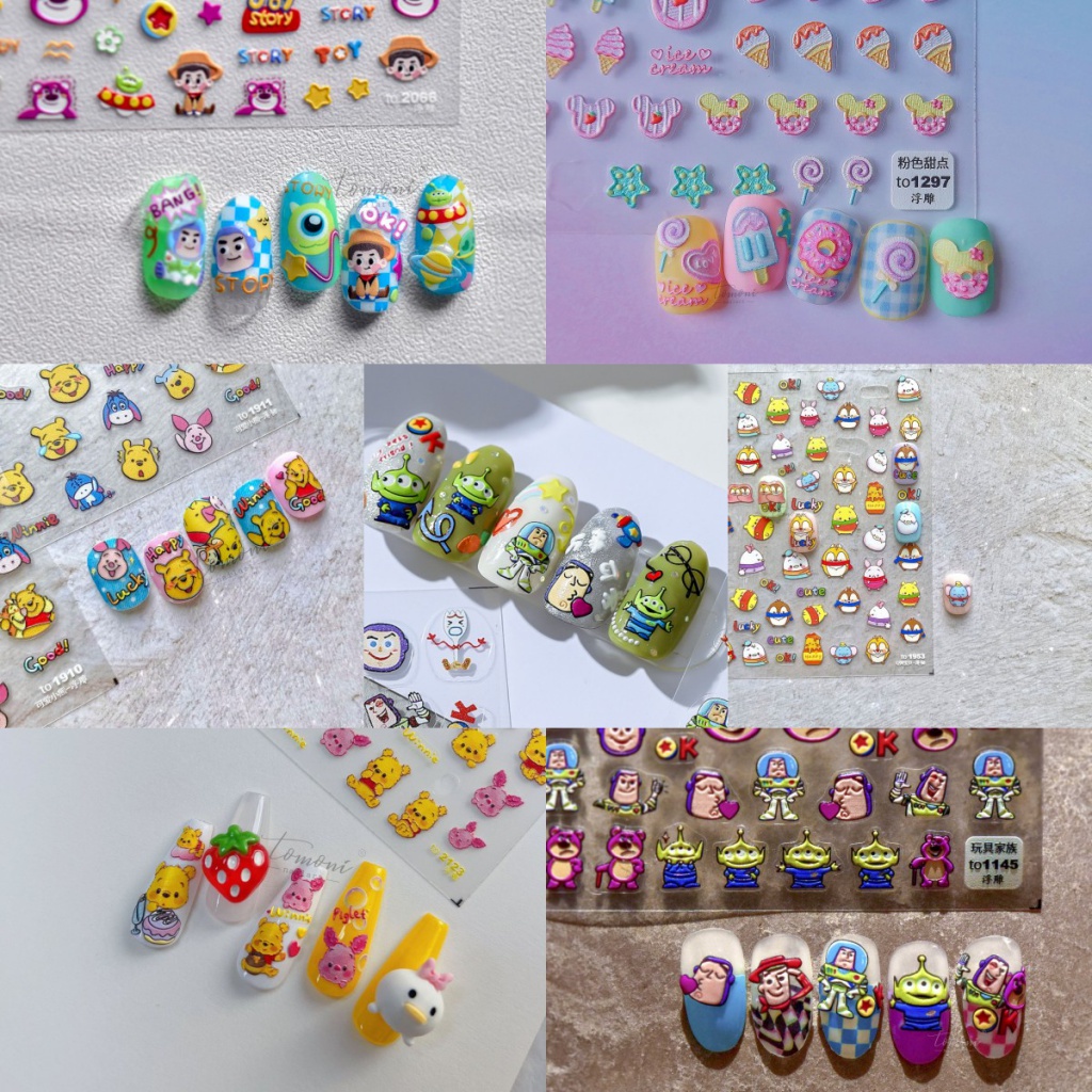 Disney Mickey Mouse Cartoon Nail Art Stickers Nail Art Decoration 3D Anime  Character Nail Decals Stickers Nail Art Accessories