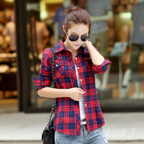 Women's slim fit plaid clearance shirt