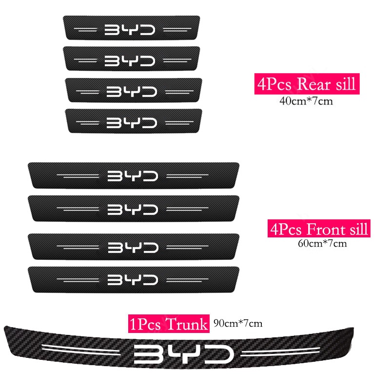 BYD Car Door Sill Sticker Anti-Scratch Carbon Fiber leather Sticker ...