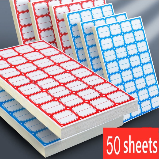 50 Sheets Paper Label Self Adhesive Sticky White Label Writable Name ...