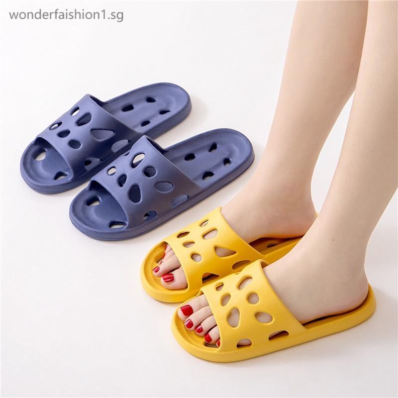 Solid Color Casual Home Bathroom Slippers Women'S Breathable Hollow