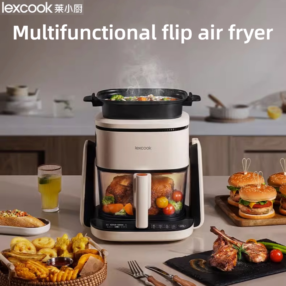 New Air Fryer 4.5L Capacity Home Use High Borosilicate Glass Liner  Transparent Visible Uncoated Oil Free No Need to Flip