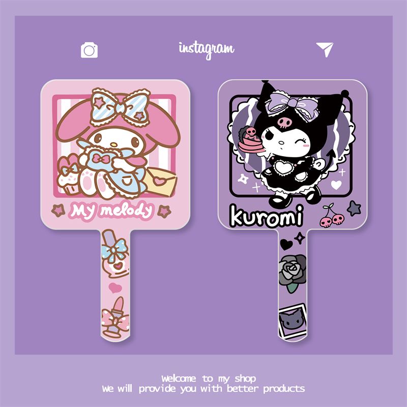 Authentic Sanrio Kuromi Melody Handheld Mirror HD Handle Makeup Mirror
