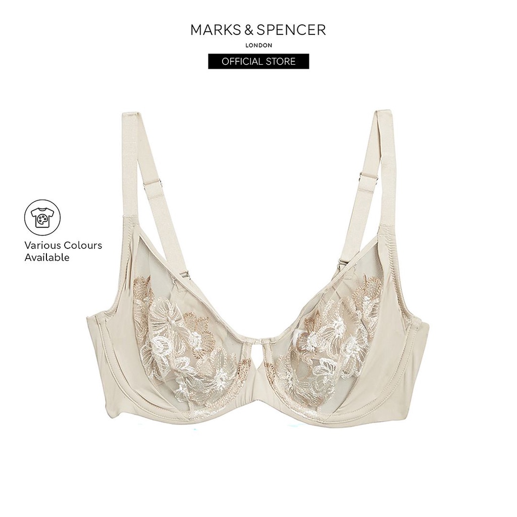 M&S Embrace Embroidered Underwired Full Cup Bra AE T33/2089 Shopee