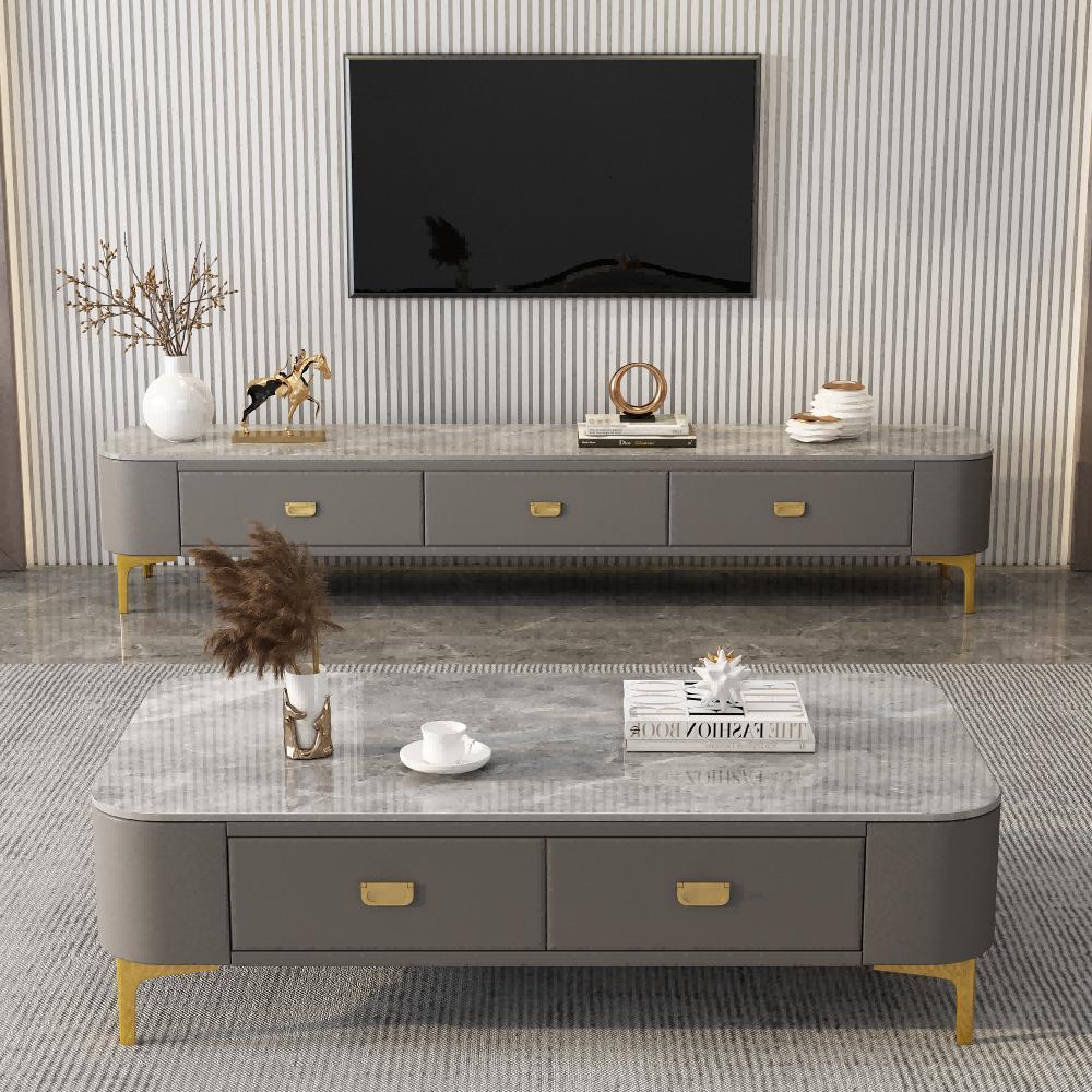 Ready Stock tv console cabinet cream style family coffee table, family ...