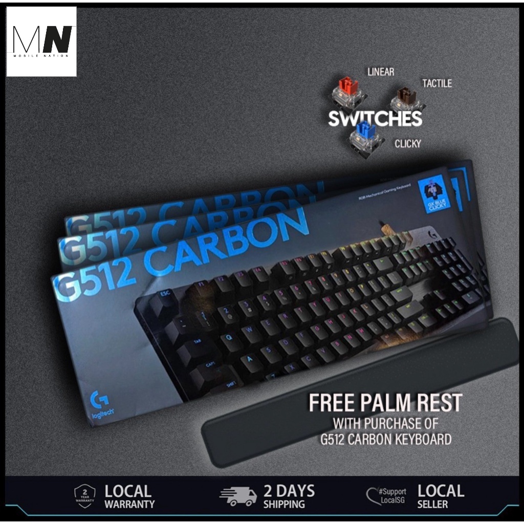LOGITECH G512 CARBON (GX LINEAR Red / GX TACTILE Brown / GX Blue) RGB ...