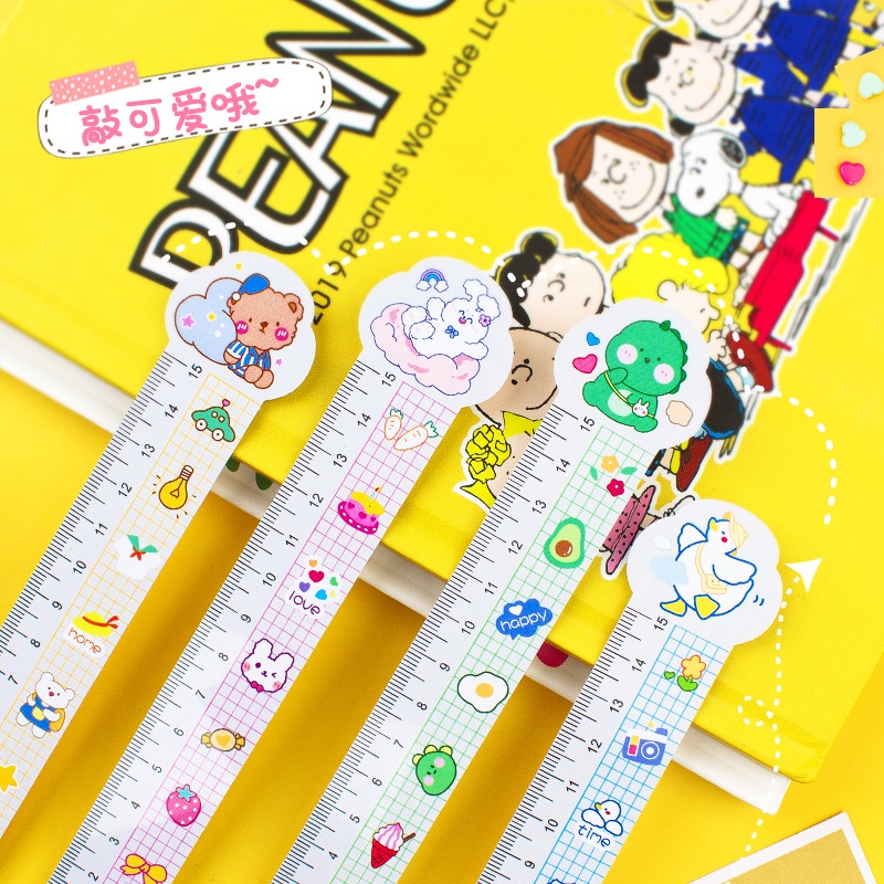 Cute Cartoon pvc Plastic Dinosaur Bear Ruler 15cm Scale Student ...