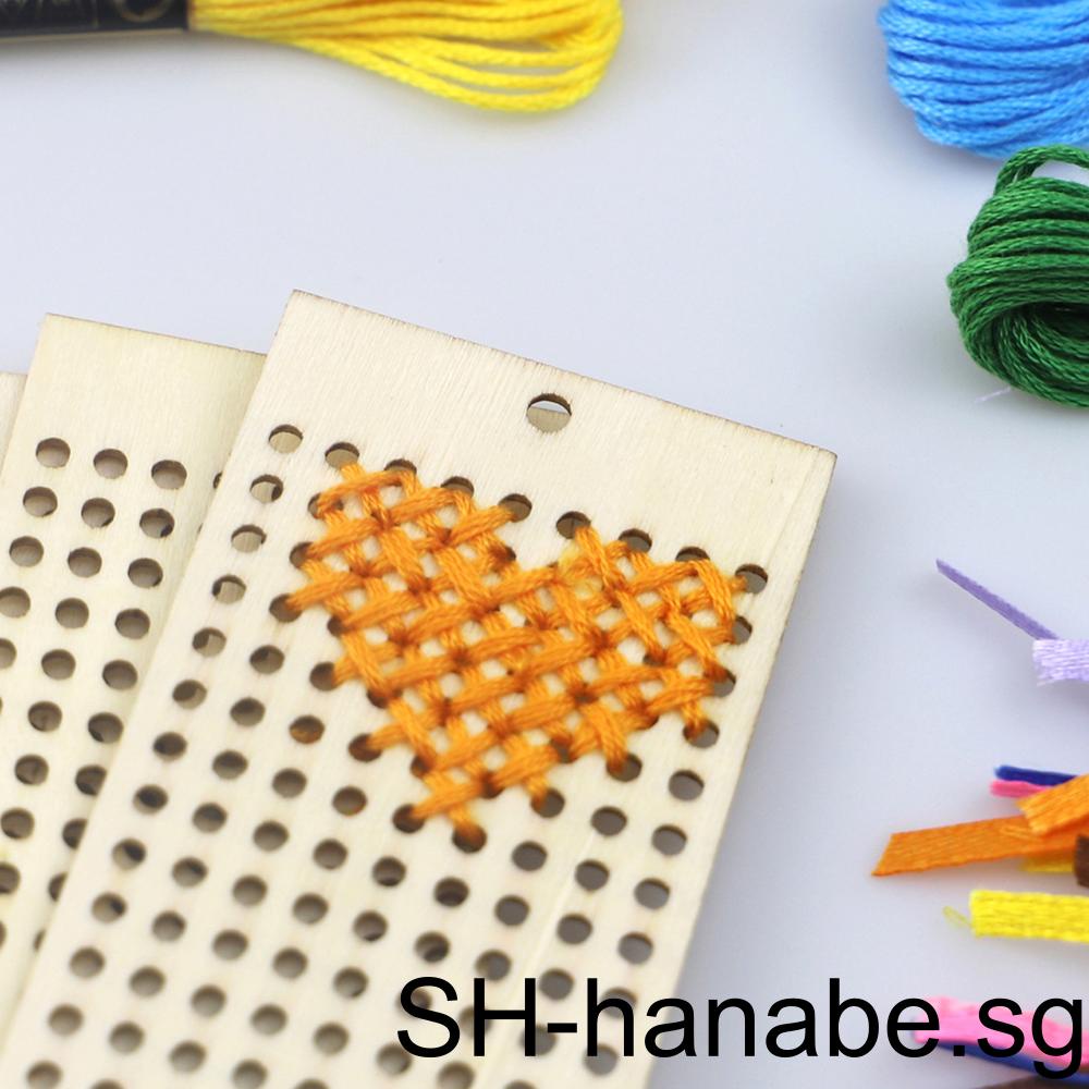 6 PCS Art and Crafts Sewing Beginner Tools Cross Bookmark Wooden ...