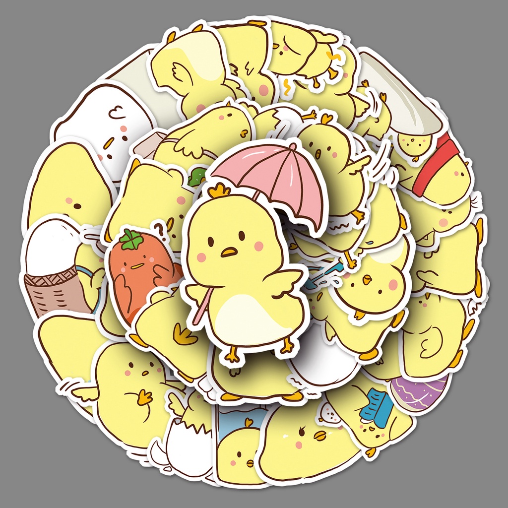 50pcs Cartoon Little Cute Chicks Stickers Yellow Cute Water Bottles ...