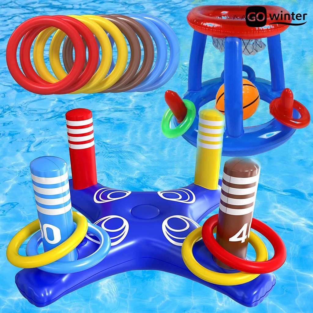 [GW]1 Set Inflatable Pool Floats Toy Set Floating Basketball Hoop