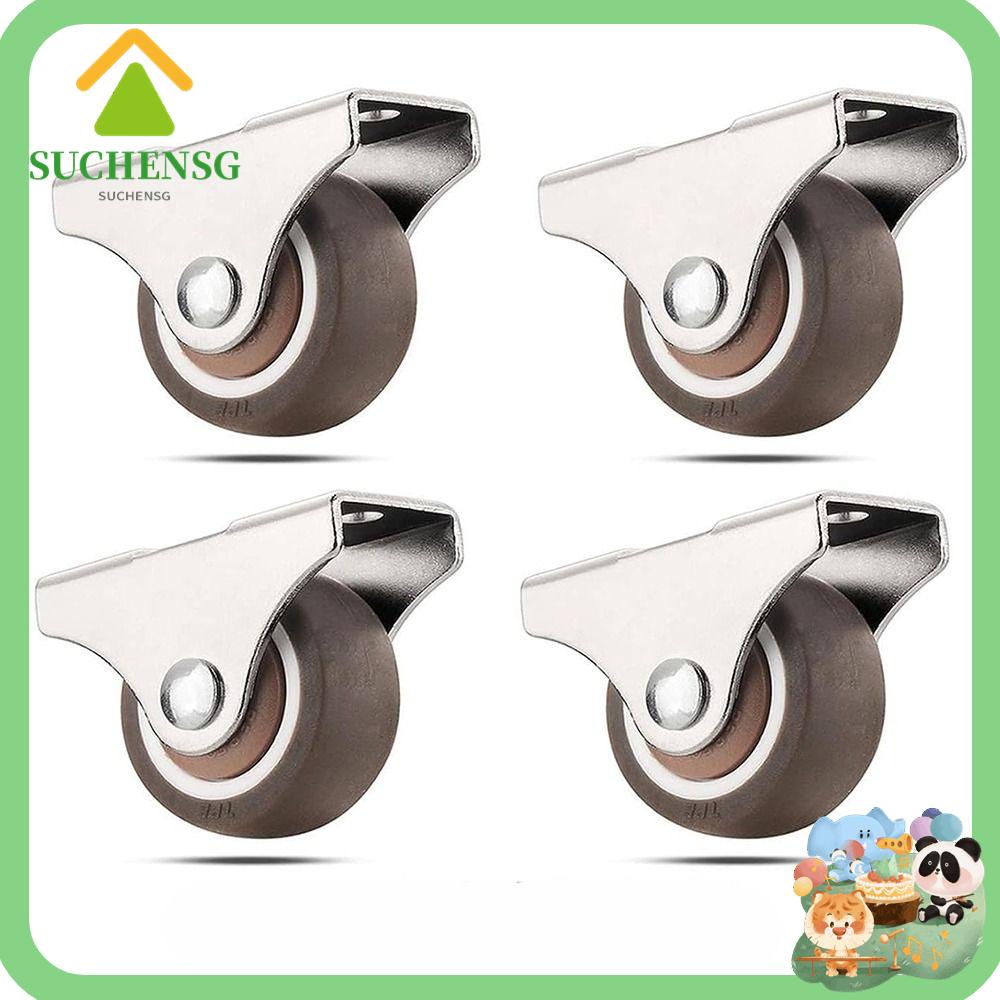 SUCHENSG 4Pcs Fixed Caster Wheels, 1'' Mini Silent Ball Bearing, TPE