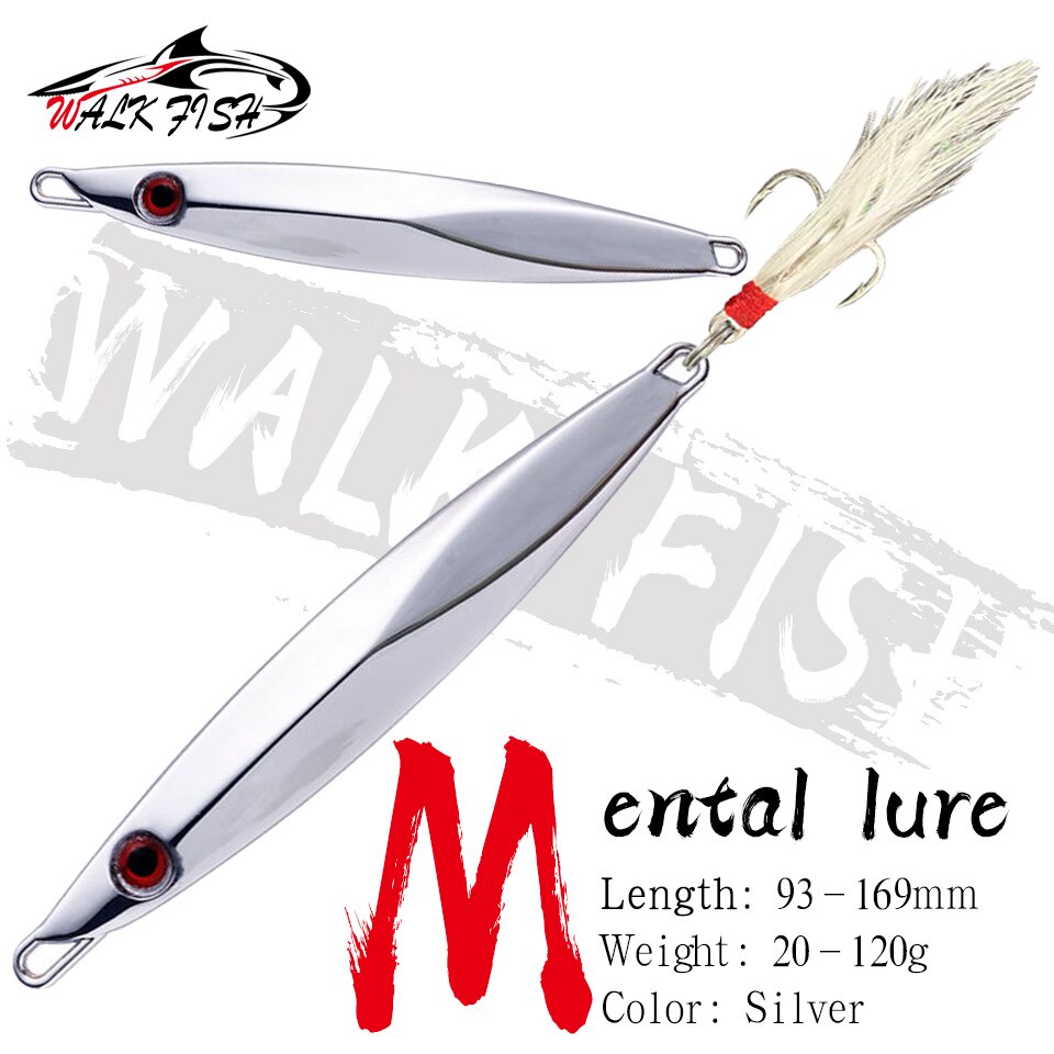 WALK FISH 1PCS 20g/30g/40g/60g/80g/100g/120g Silver Color Sea Metal ...