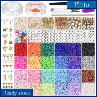 Clay Beads for Bracelet Making Kits, 24 Colors Flat Clay Heishi 6000 Pcs  Beads, 1200 Pcs jewelry accessory