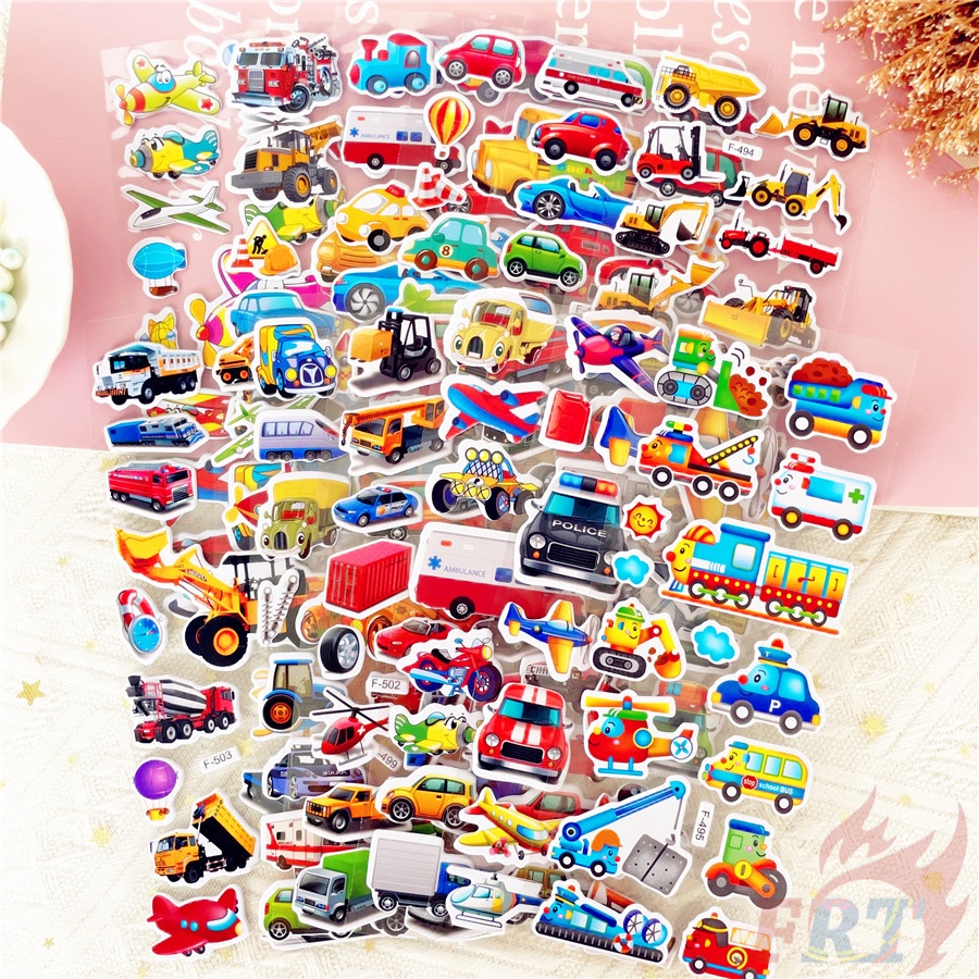 12Sheets/set Vehicle Series 01 DIY Rewards Sticker Cartoon 3D Puffy ...