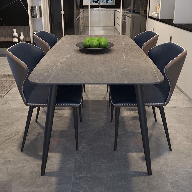 Sintered Stone Nordic Dining Table Set w Chair Grey/White Marble Dining ...