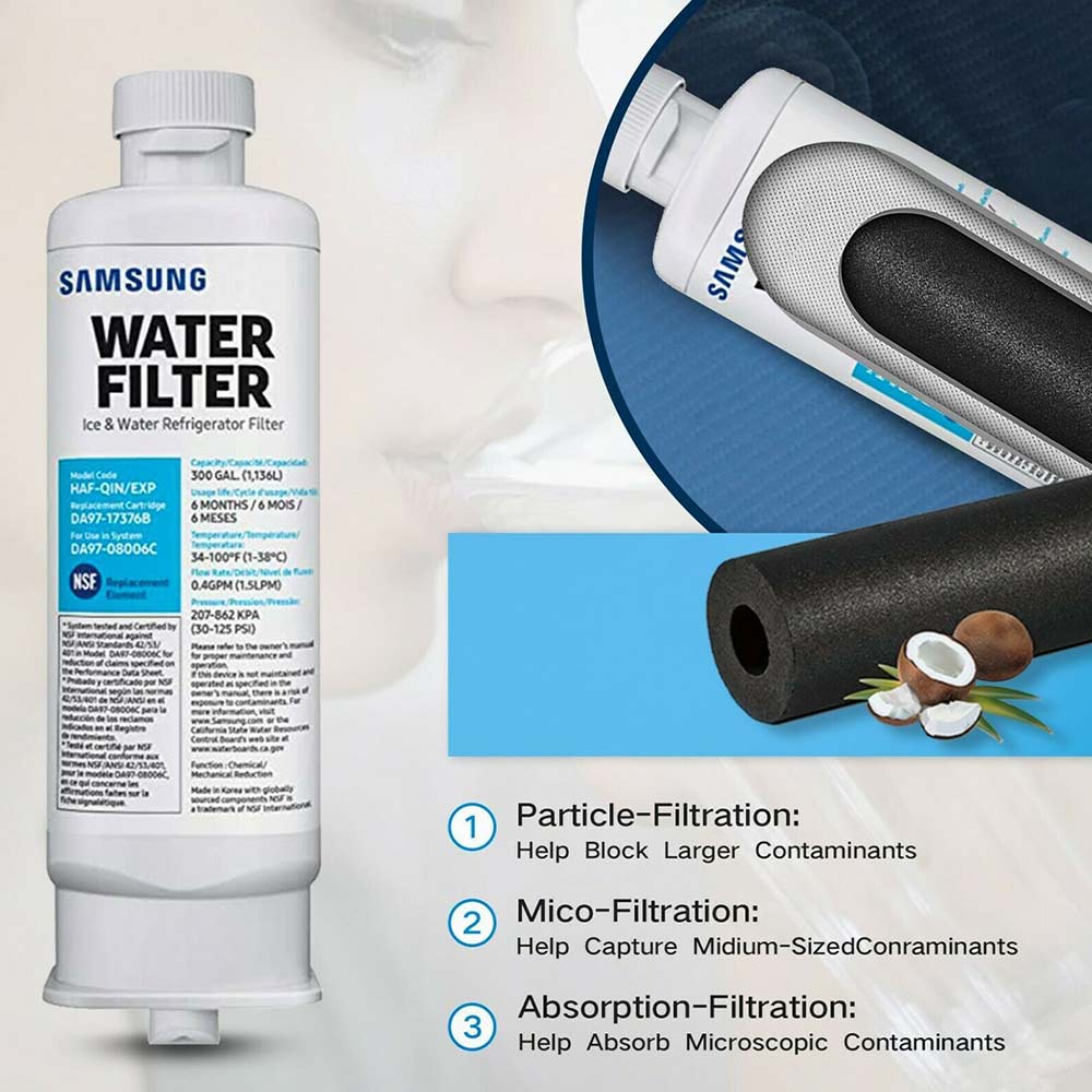 1/3/6 PC Samsung DA9717376B HAFQIN Refrigerator Water Filter For DA97