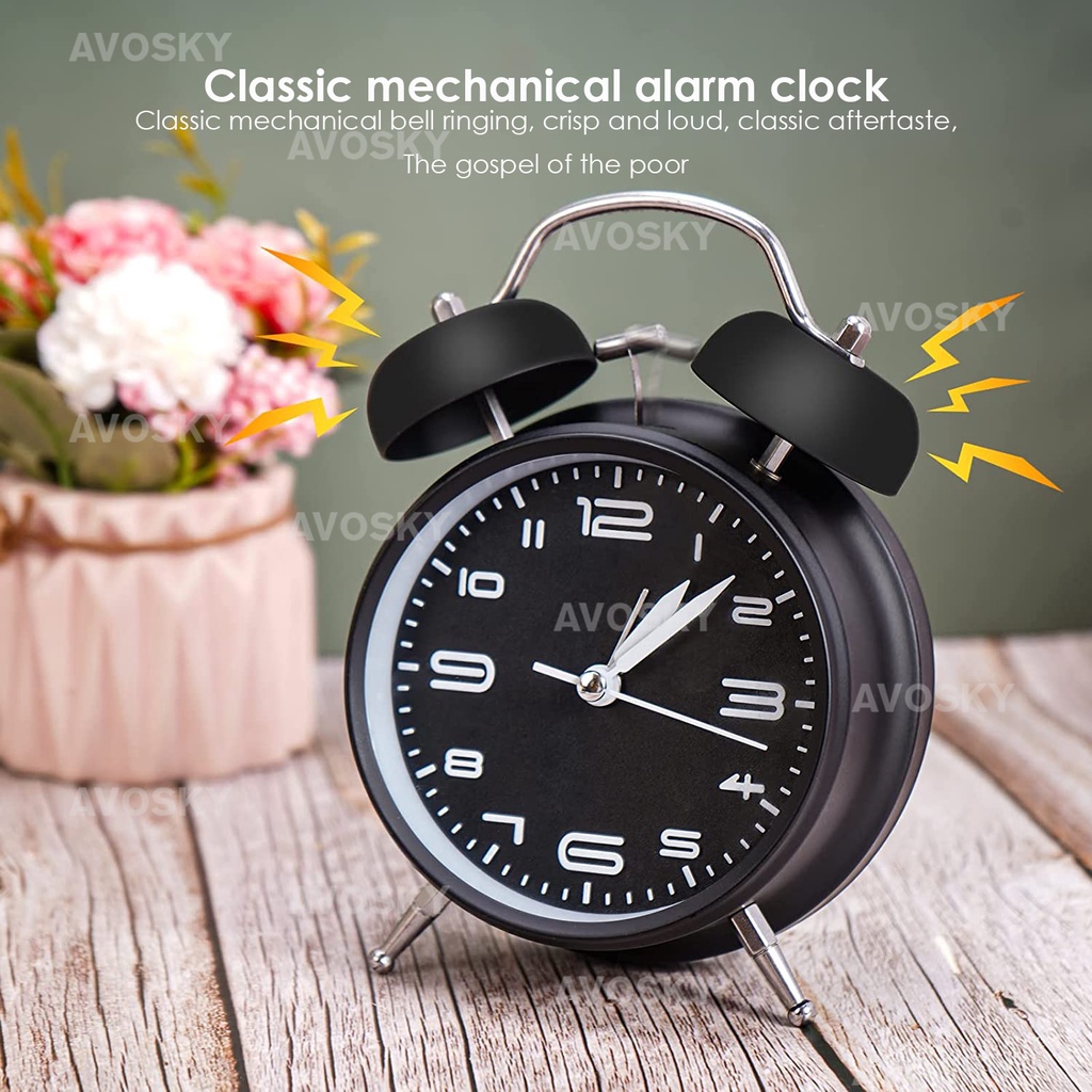 AVOSKY Large Classic Alarm Clock Loud Sound Analogue Backlight Desk ...