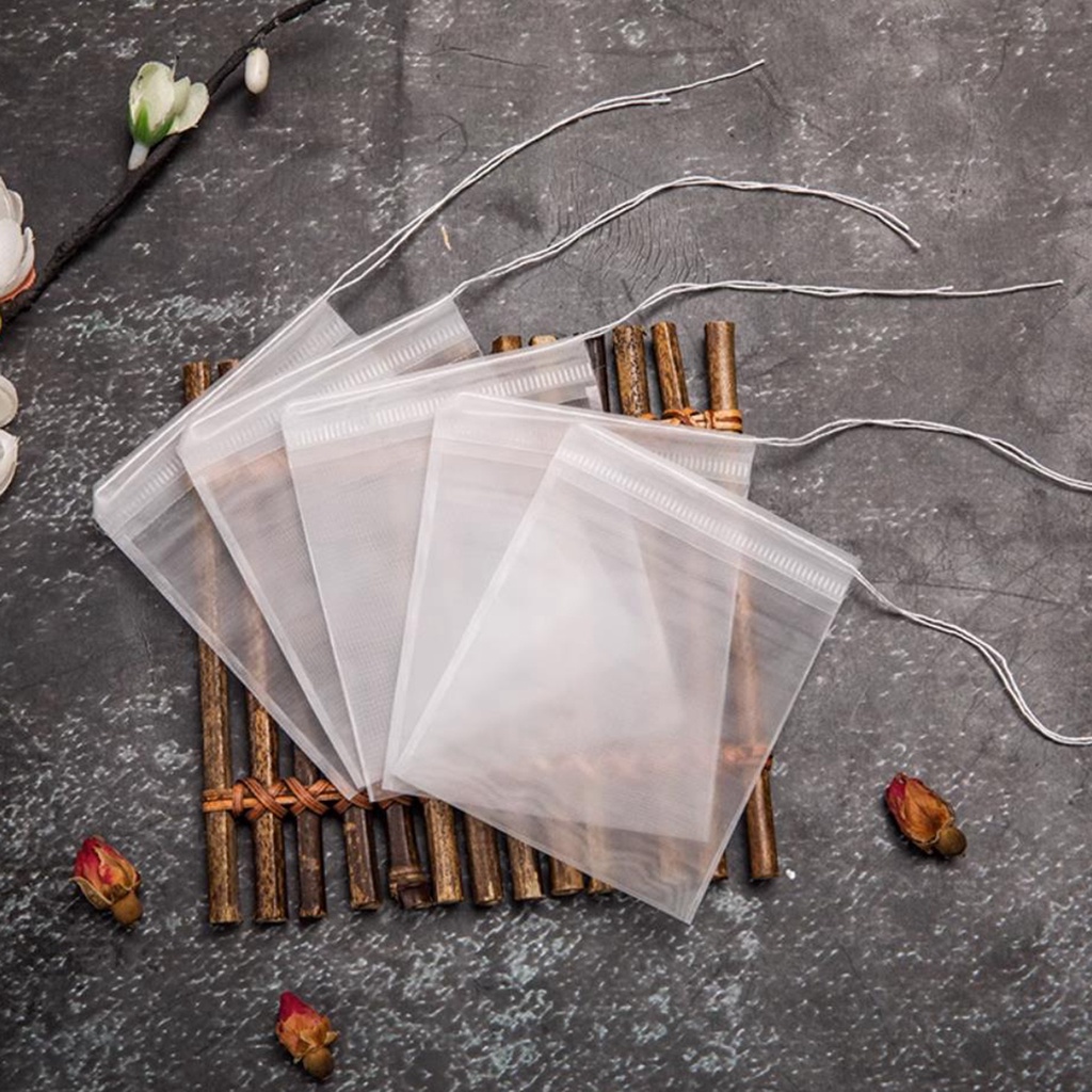 100pcs Disposable Tea Bags Transparent Nylon Teabags Empty Tea Bags with String Heal Seal Tea Infuser Filter Bag for Spice Herb Shopee Singapore