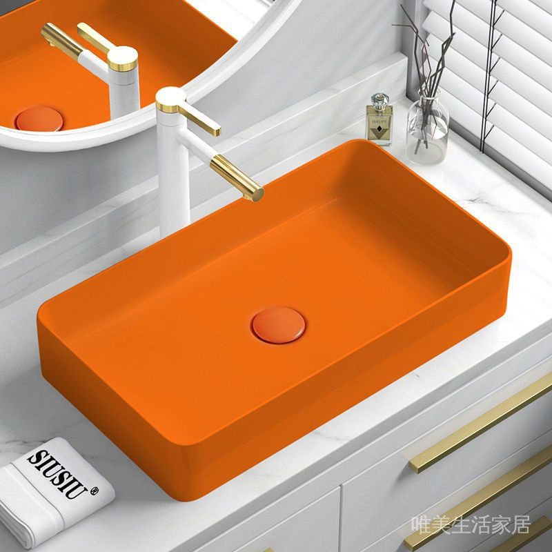 Orange square basin ceramic wash wash basin wash basin basin basin ...