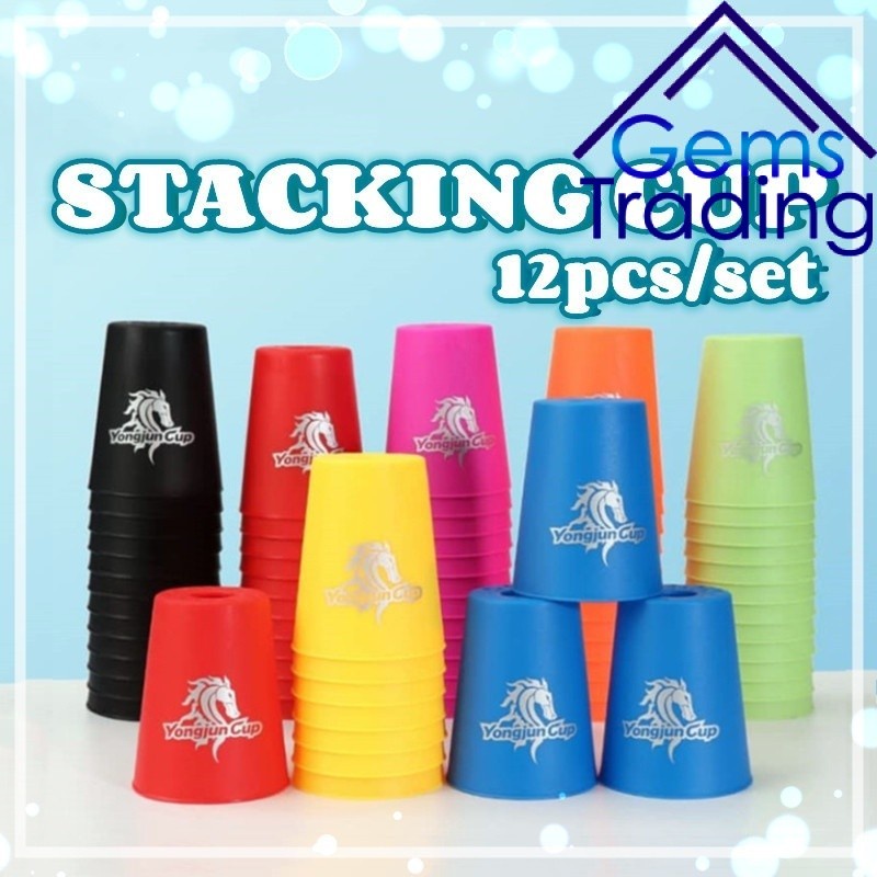 (12pcs/set) Speed Stacking Cup Quick Stacks Cup Professional Flying Cup ...