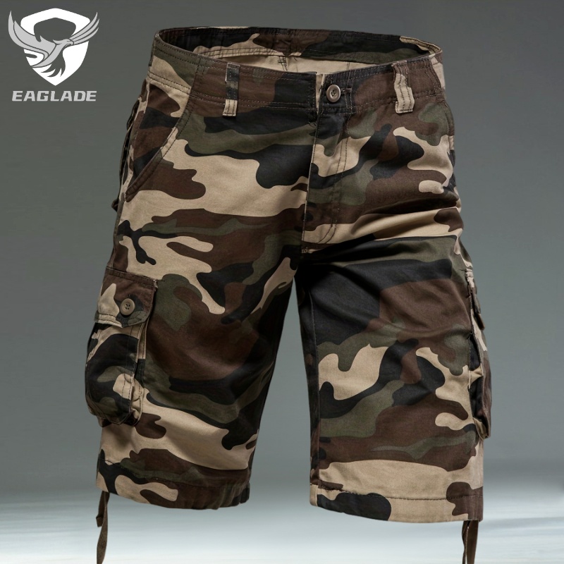 Eaglade Casual Cargo Pants Shorts for Men in Khaki Camo | Shopee Singapore