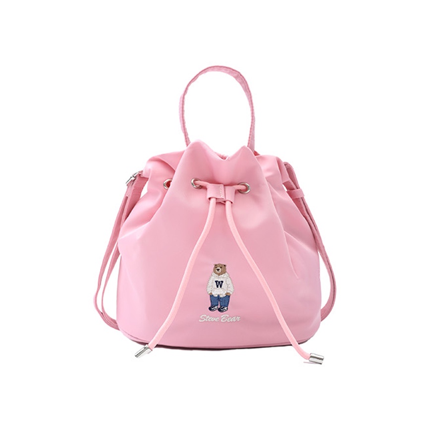 【WHO.A.U】Big Steve Bucket Bag WHO.A.U] Steve Canvas Bucket Bag 史蒂芬熊帆布水桶手提肩背包
