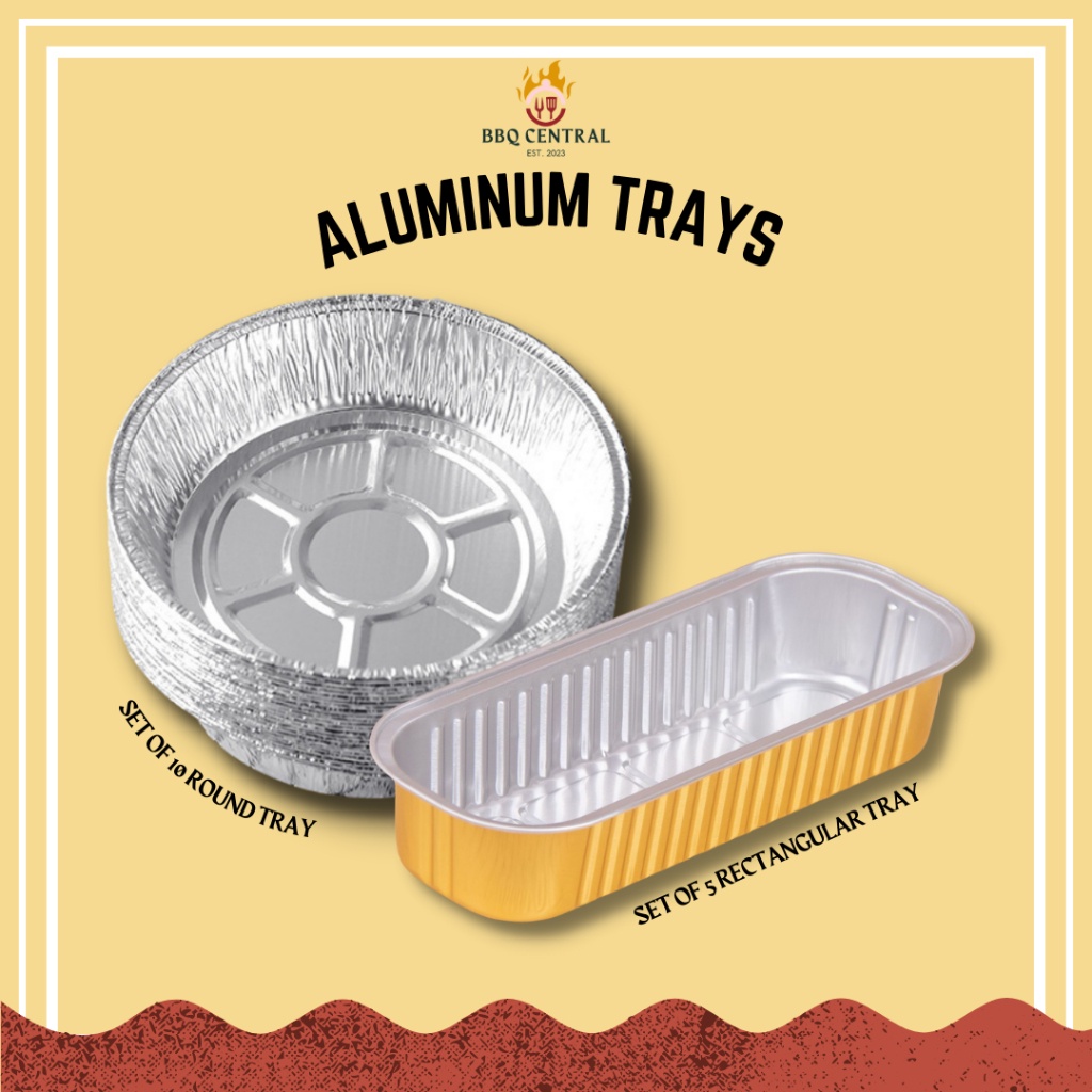 BBQ CENTRAL Aluminum Trays Disposable Aluminum Foil Trays for Baking/Cooking/Reheat Food Pan