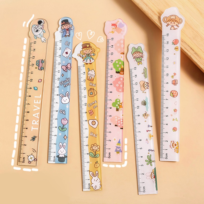 4 Pcs 15cm Creative Cartoon Straightedge Ruler School Measuring Rulers ...